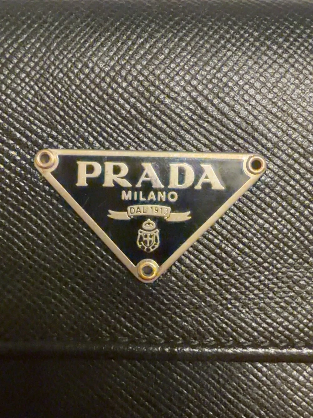 Prada Black Saffiano Leather Flap Wallet with Triangle Logo